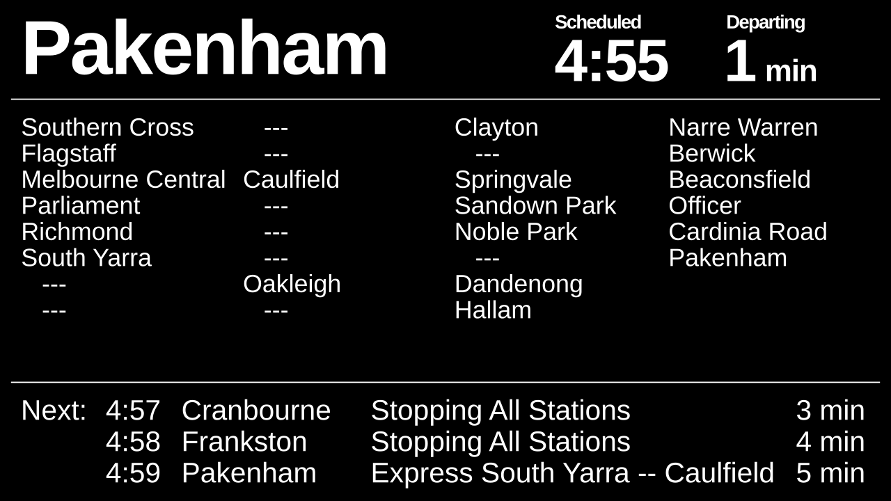 Platform departure information