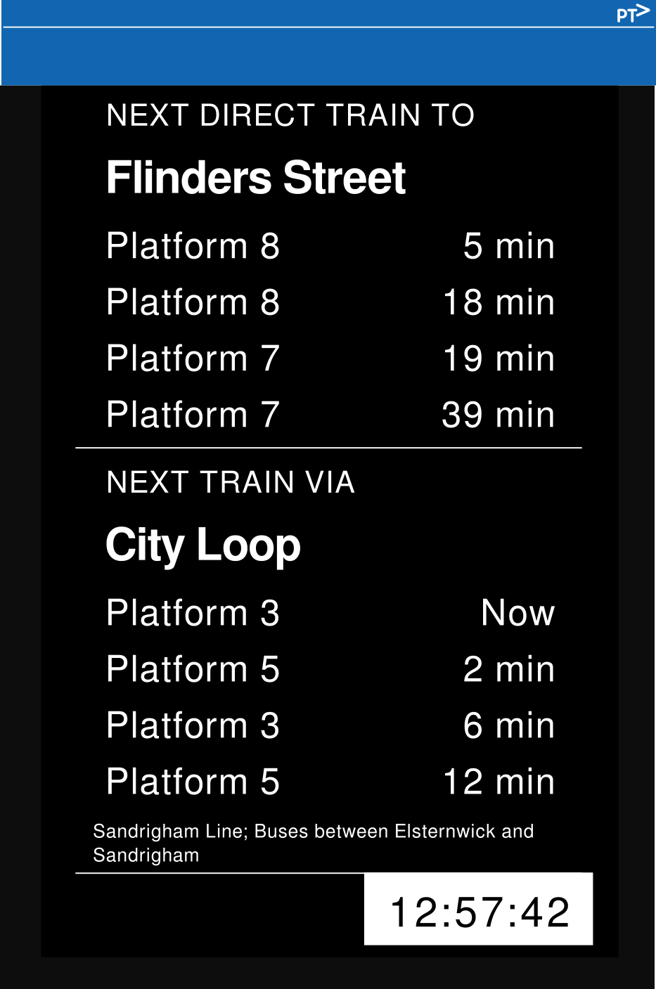 Platform departure information (Richmond)