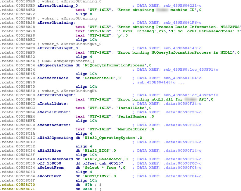 WMI strings in IDA